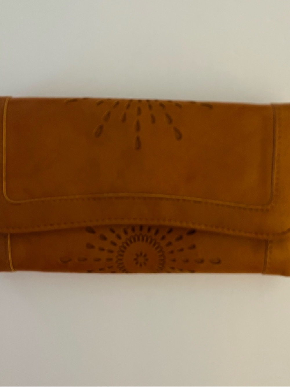 OURBAG Faux Leather Sunflower Trifold Wallet Boho Clutch Brown Cutout Design - Picture 12 of 12